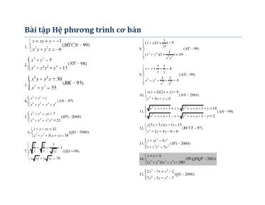Bài tập Hệ phương trình cơ bản